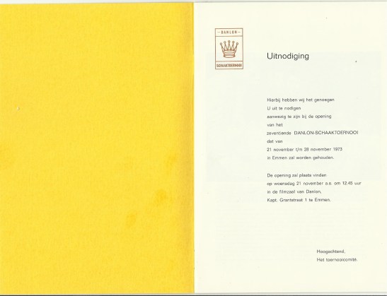 Pagina 1 toernooi folder 1973
